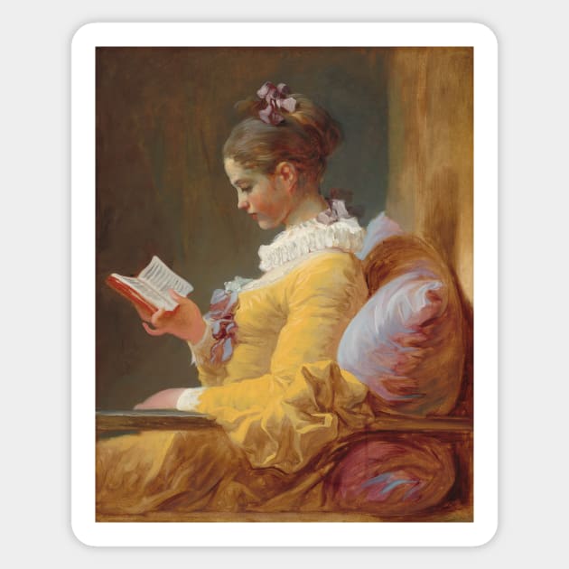 Young Girl Reading Painting by Jean-Honoré Fragonard Sticker by podartist